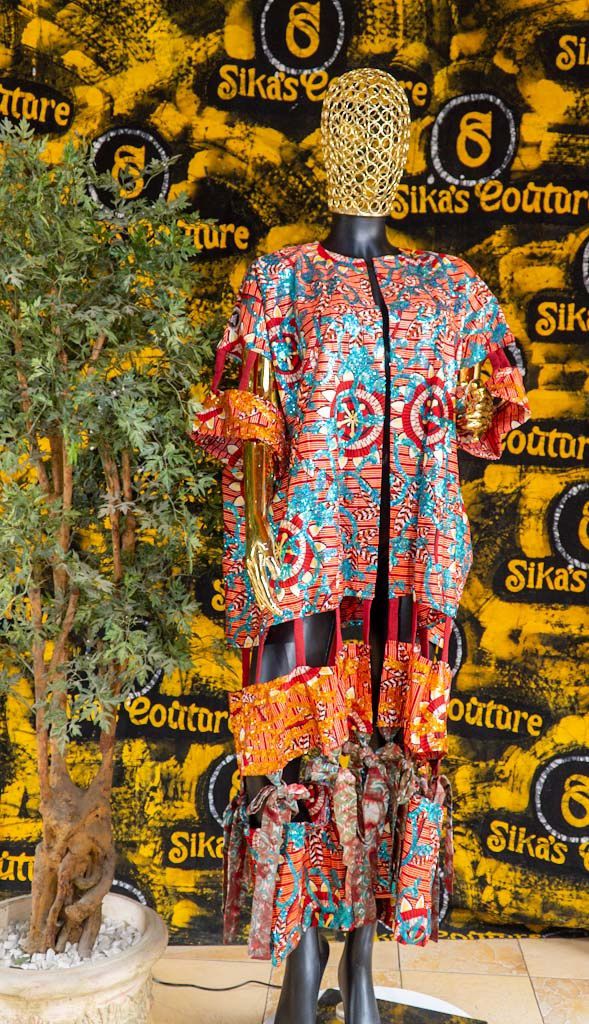 Fadekemi Ankara Sequence Kimonu With Aso Oke - Image 12