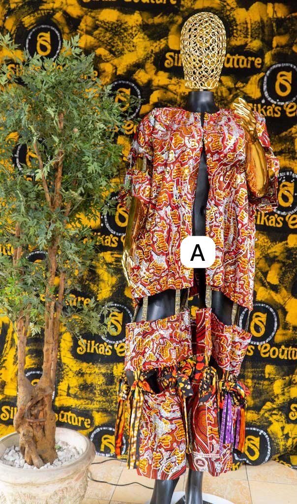 Fadekemi Ankara Sequence Kimonu With Aso Oke - Image 10